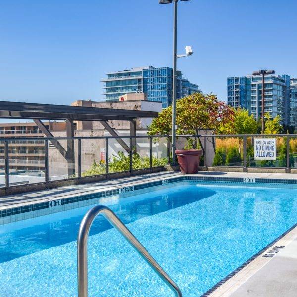 Heated outdoor swimming pool with views in Richmond