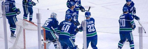 Vancouver Canucks team paying hockey at rogers arena in Vancouver